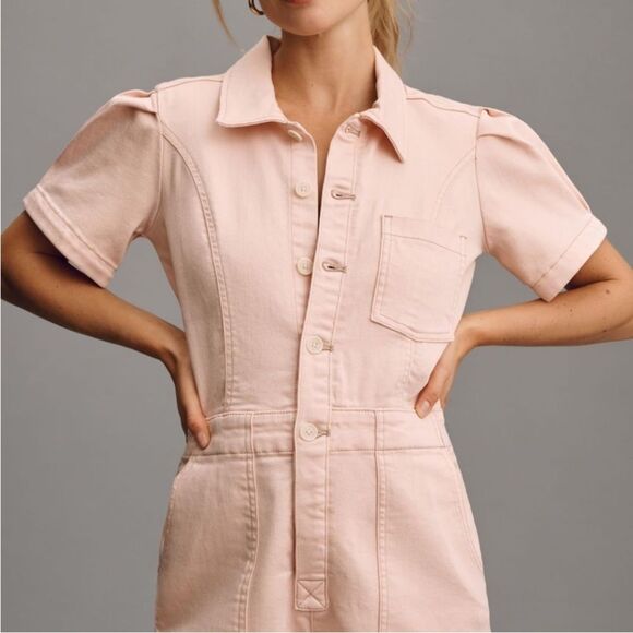 NWT Anthropologie The Kit Utility Romper by‎ Pilcro in Pink Rose Size 4 - Picture 8 of 8